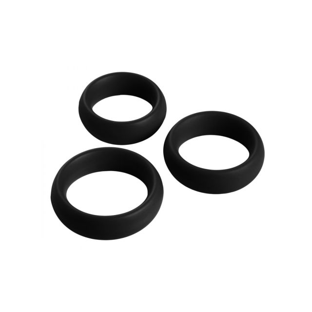 3 Piece Silicone Cock Ring Set - Black