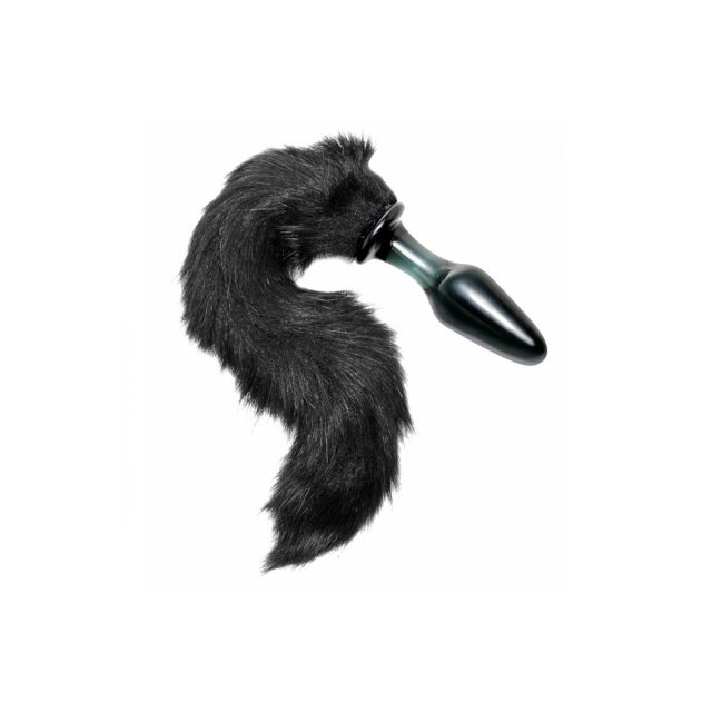 Midnight Fox Tail Glass Anal Plug
