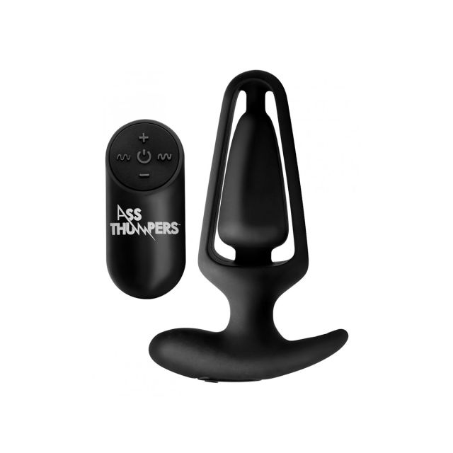 7X Vibrating Hollow Silicone Anal Plug