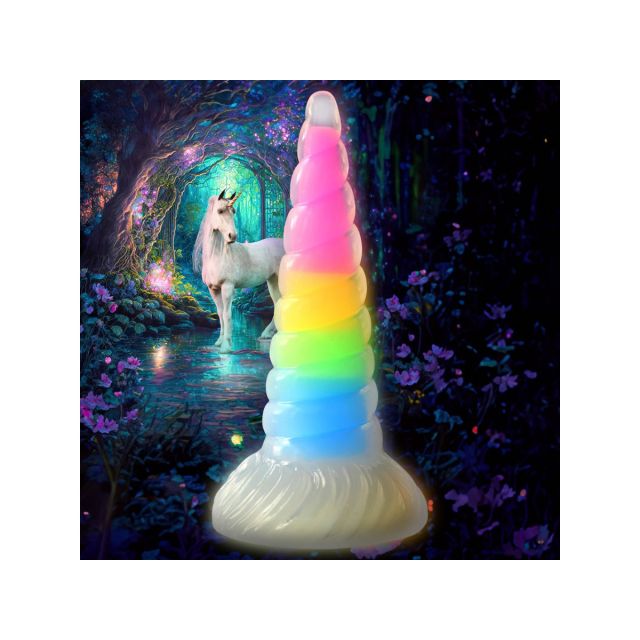 Uni-Glow Glow-In-The-Dark Rainbow Silicone Dildo