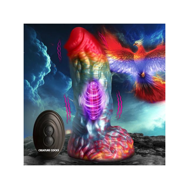Rainbow Phoenix Vibrating Silicone Dildo with Remote
