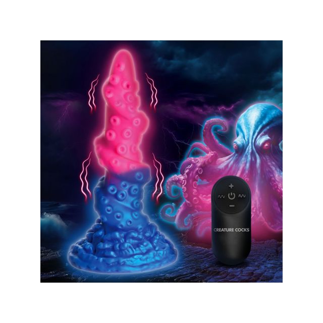 Deluxe Lord Kraken Vibrating Glow-in-the-Dark Silicone Dildo