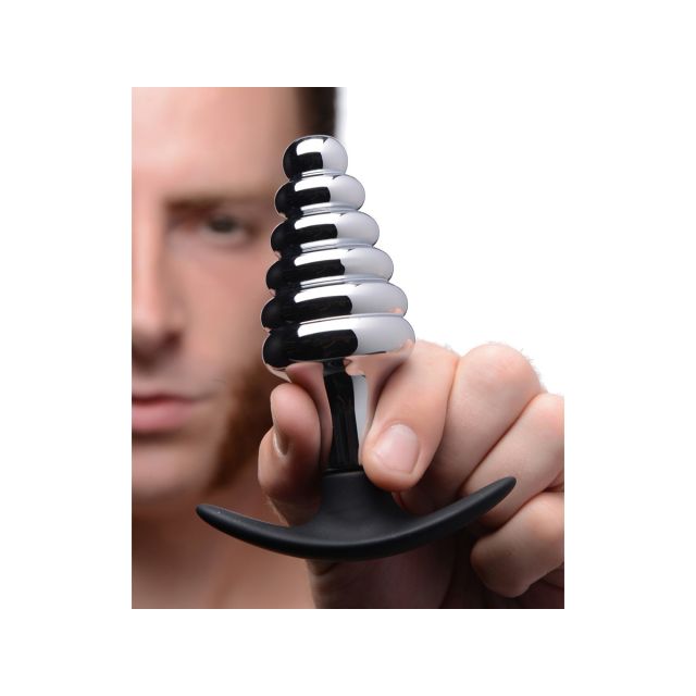 Dark Hive Metal and Silicone Ribbed Anal Plug