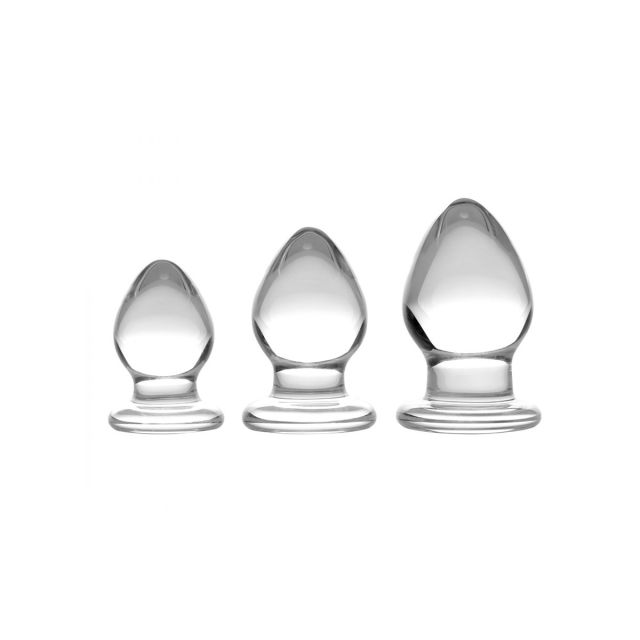 Triplets 3 Piece Glass Anal Plug Kit