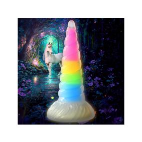 Uni-Glow Glow-In-The-Dark Rainbow Silicone Dildo