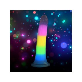 7 Inch Glow-in-the-Dark Rainbow Silicone Dildo